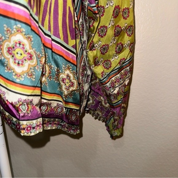 NWT Johnny Was Patch Finn Multicolor V Neck Long Sleeve Silk Blouse Small - Picture 8 of 13
